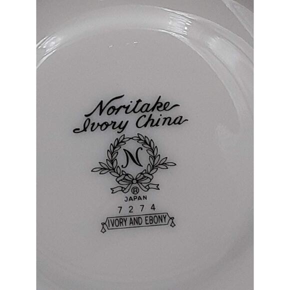 Noritake Ivory China Japan Ivory & Ebony Tea Cup & Saucer - Picture 11 of 12